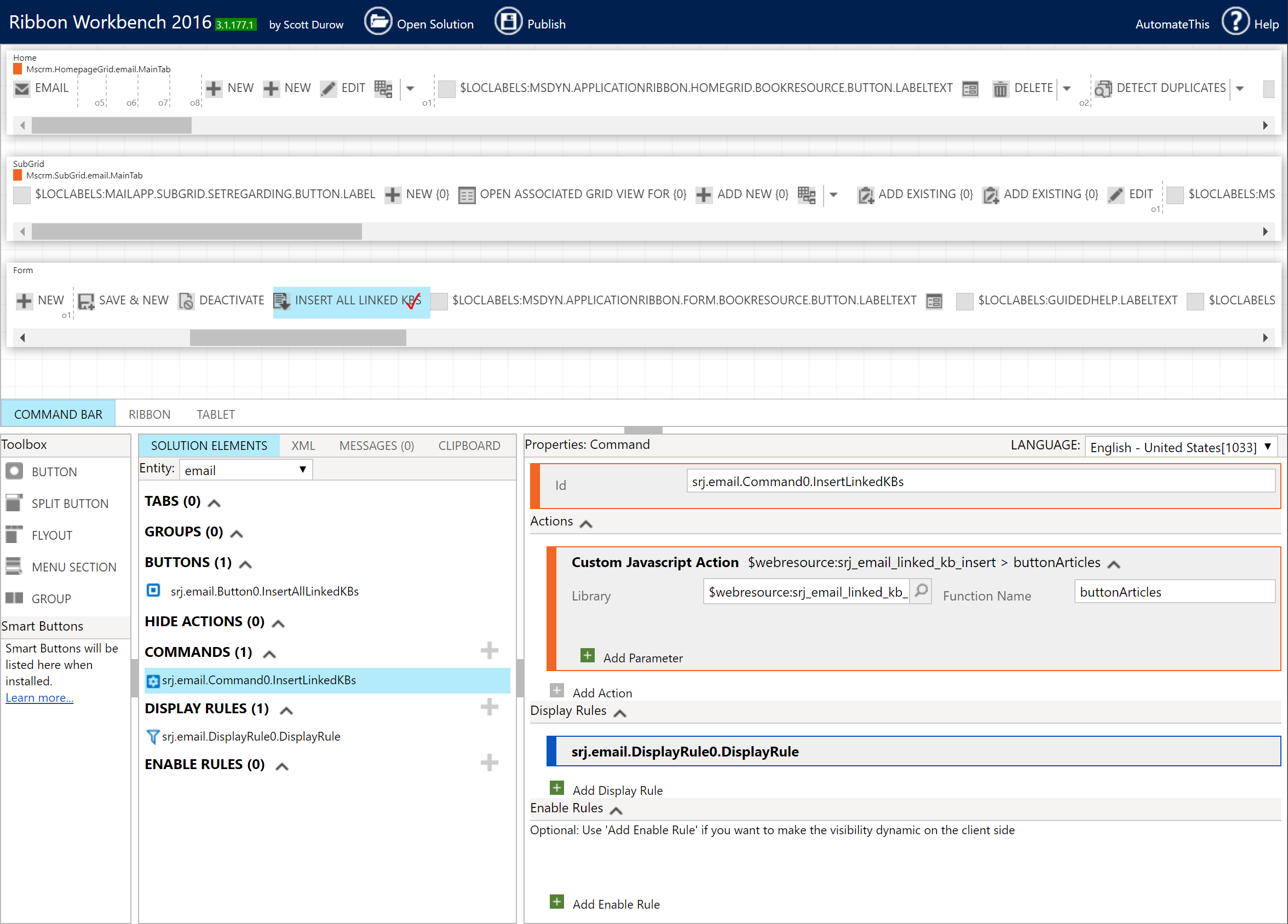 Rules Button In Ribbon Quickly share all linked Knowledge Articles in an email – Sarah Jelinek